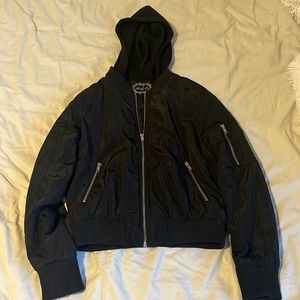 black bomber jacket